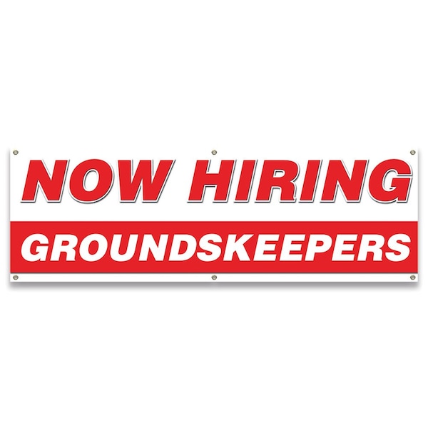 Now Hiring Groundskeepers Banner Apply Inside Accepting Application Single Sided